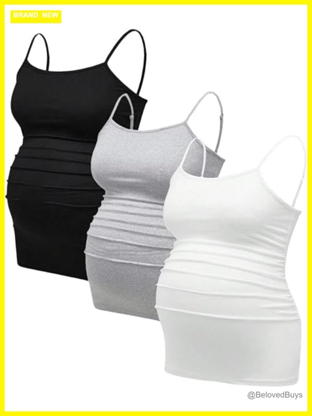 3 Pack Maternity Tank Tops Ruched Spaghetti Strap Cami Camisole